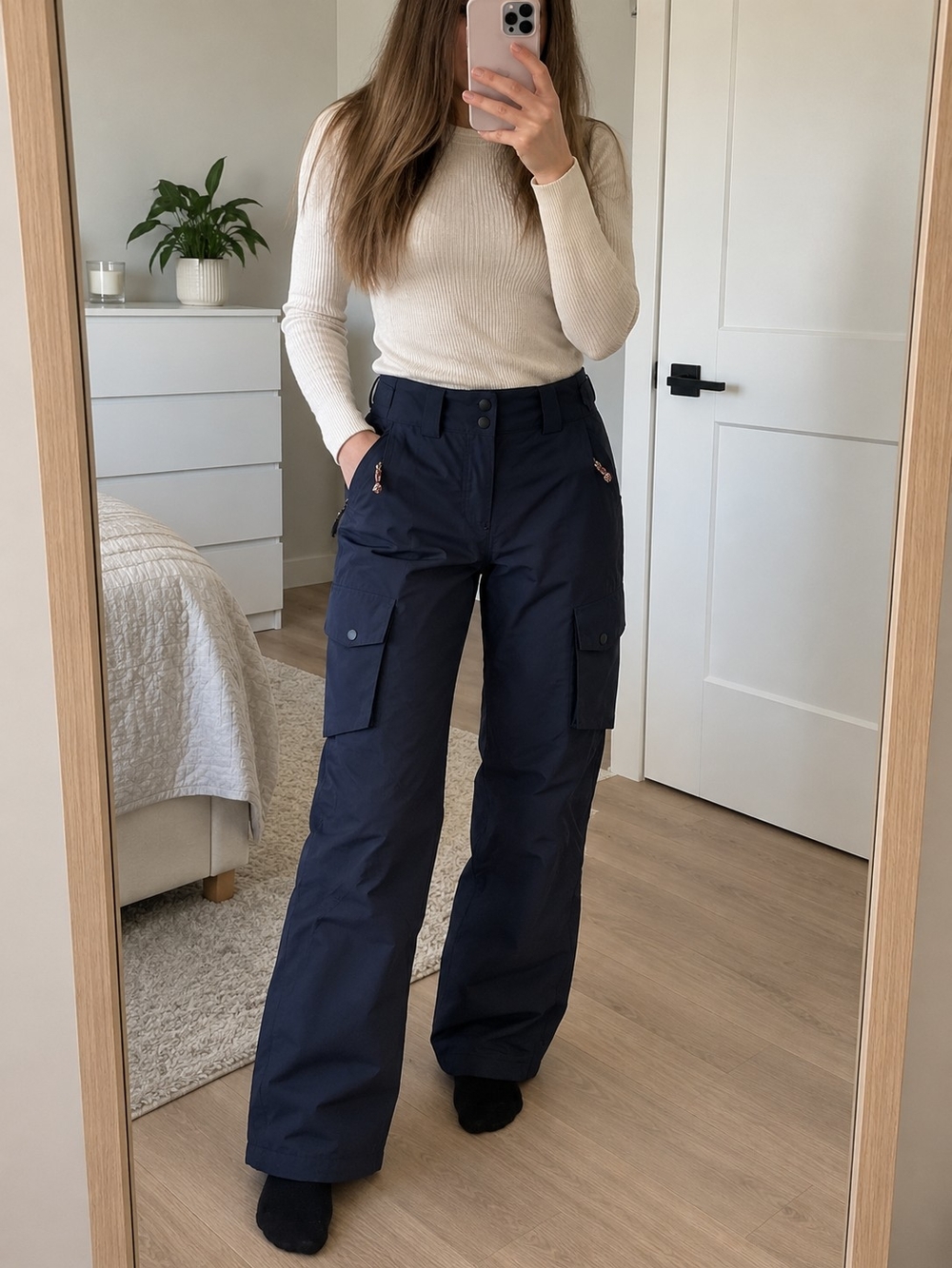 O'Neill Navy Wide-Leg Cargo Snow Pants